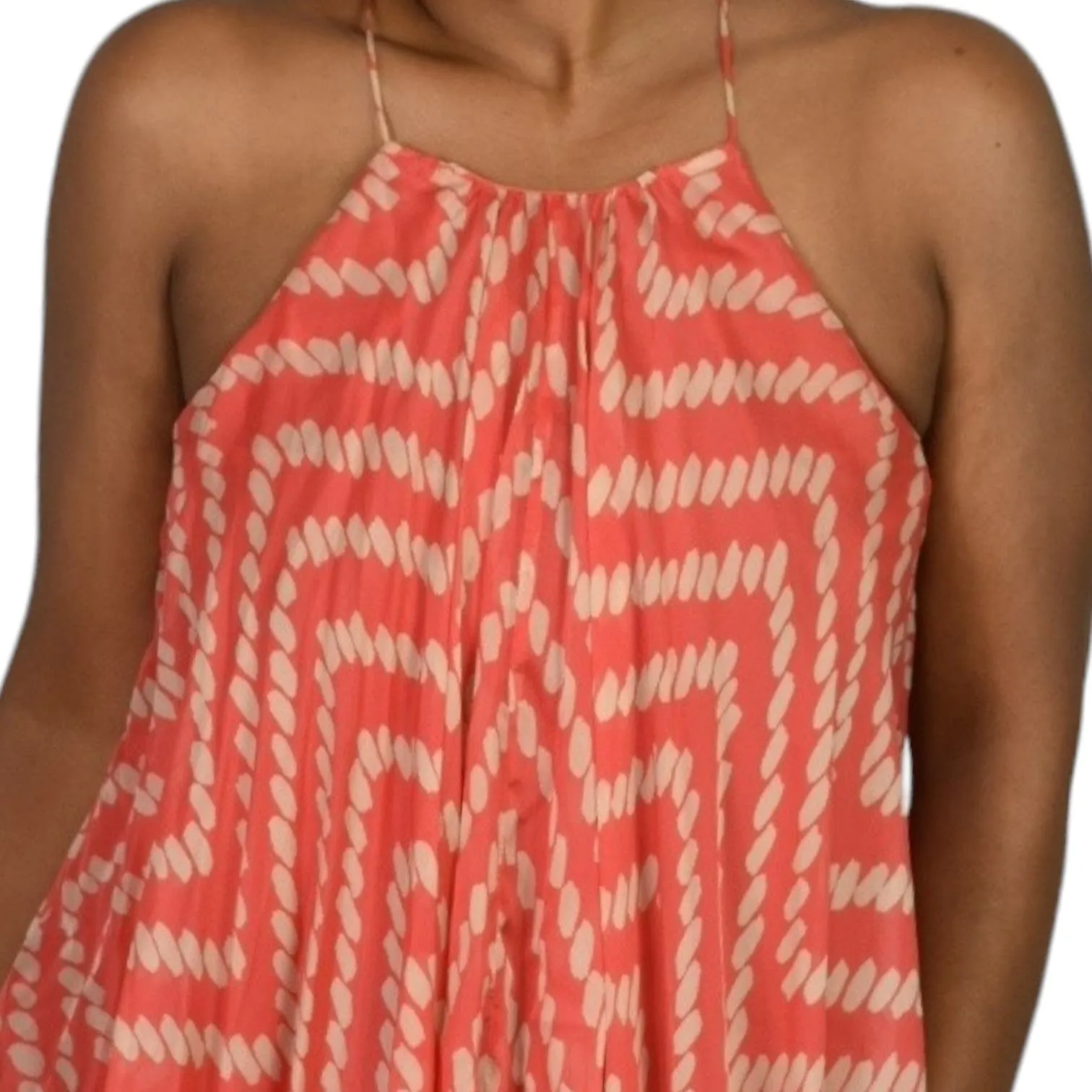 Milly Silk Handkerchief Hem Top Orange Coral Print Tank Swing Blouse Racerback Chiffon Size 2
