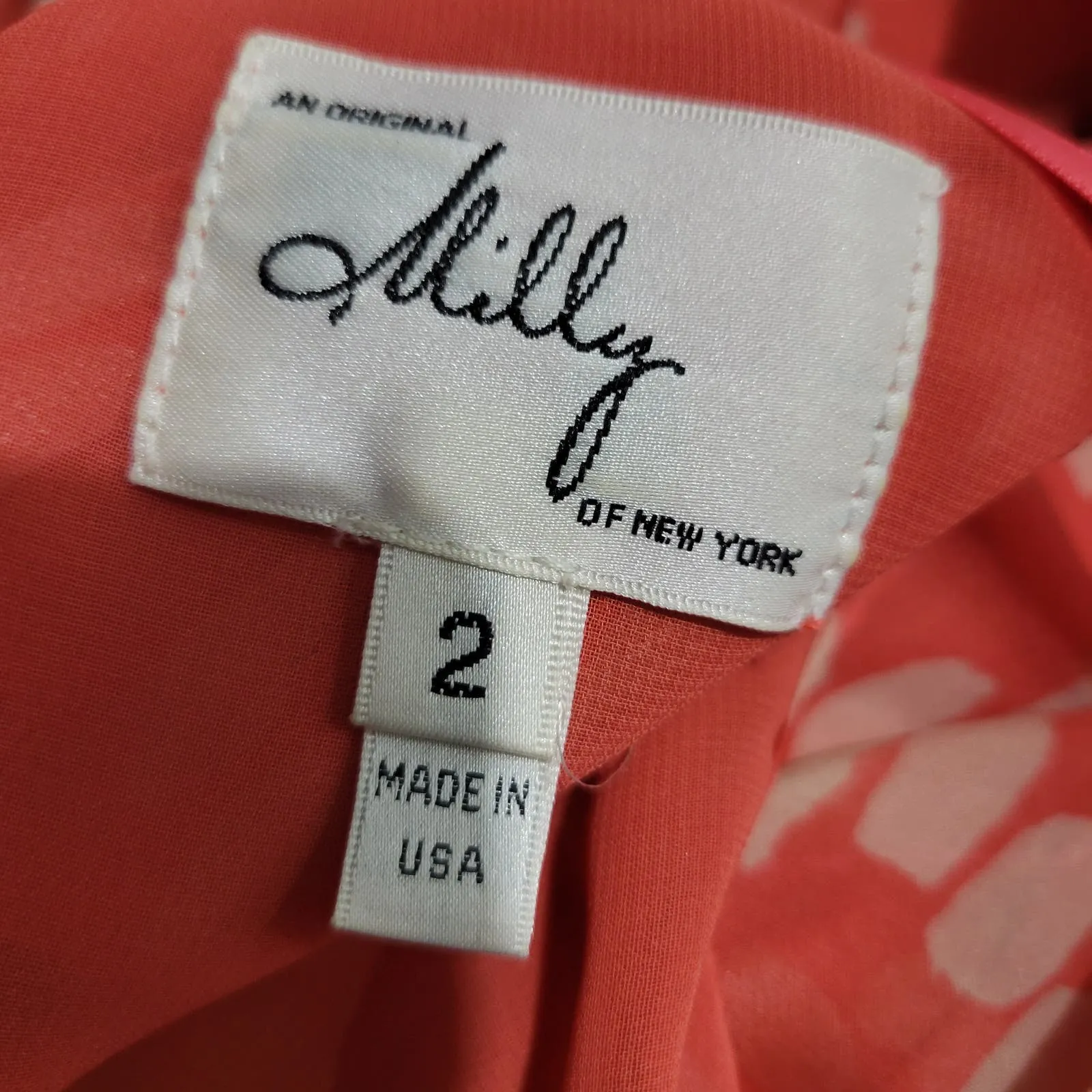 Milly Silk Handkerchief Hem Top Orange Coral Print Tank Swing Blouse Racerback Chiffon Size 2
