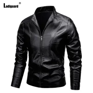 Modern EU Style Leather Jackets Mens Casual Motorcycle Jacket