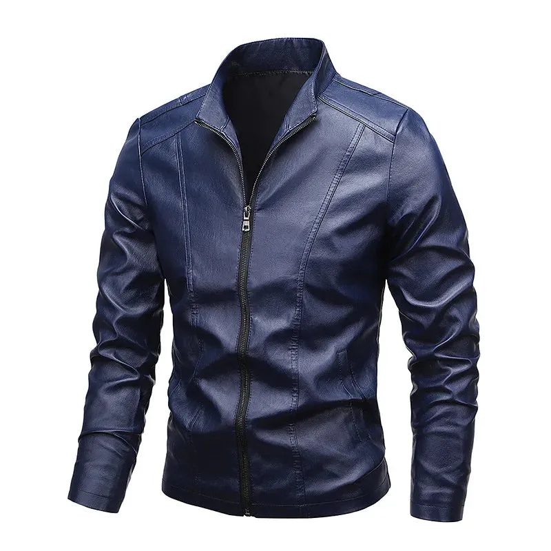 Modern EU Style Leather Jackets Mens Casual Motorcycle Jacket
