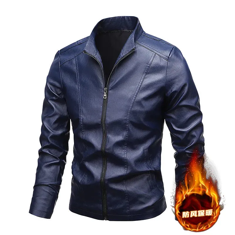 Modern EU Style Leather Jackets Mens Casual Motorcycle Jacket