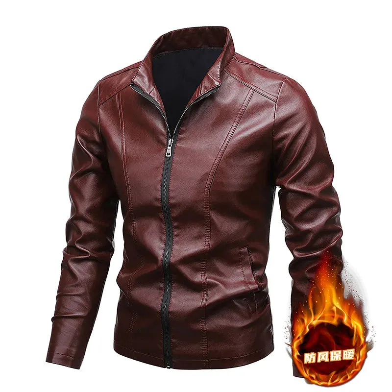 Modern EU Style Leather Jackets Mens Casual Motorcycle Jacket
