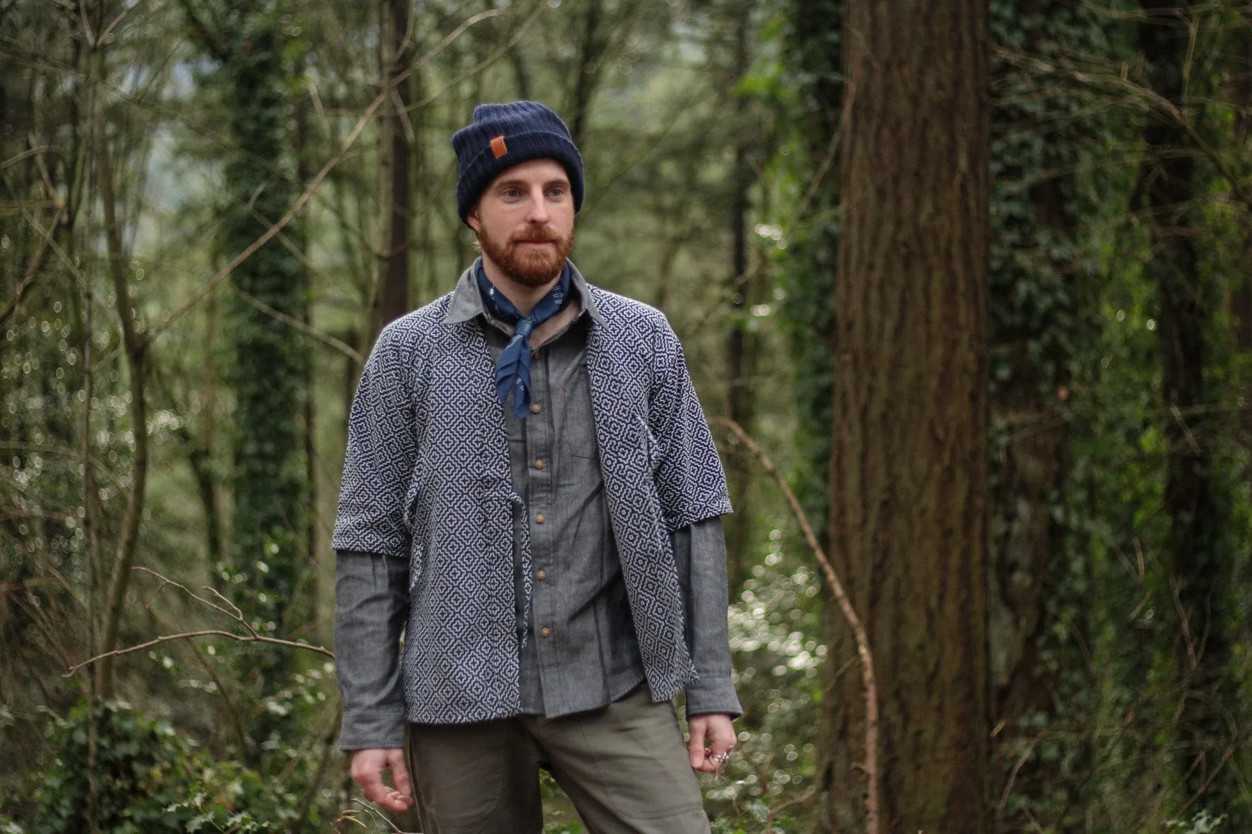 Modern Hitomezashi Dougi Jacket, Navy
