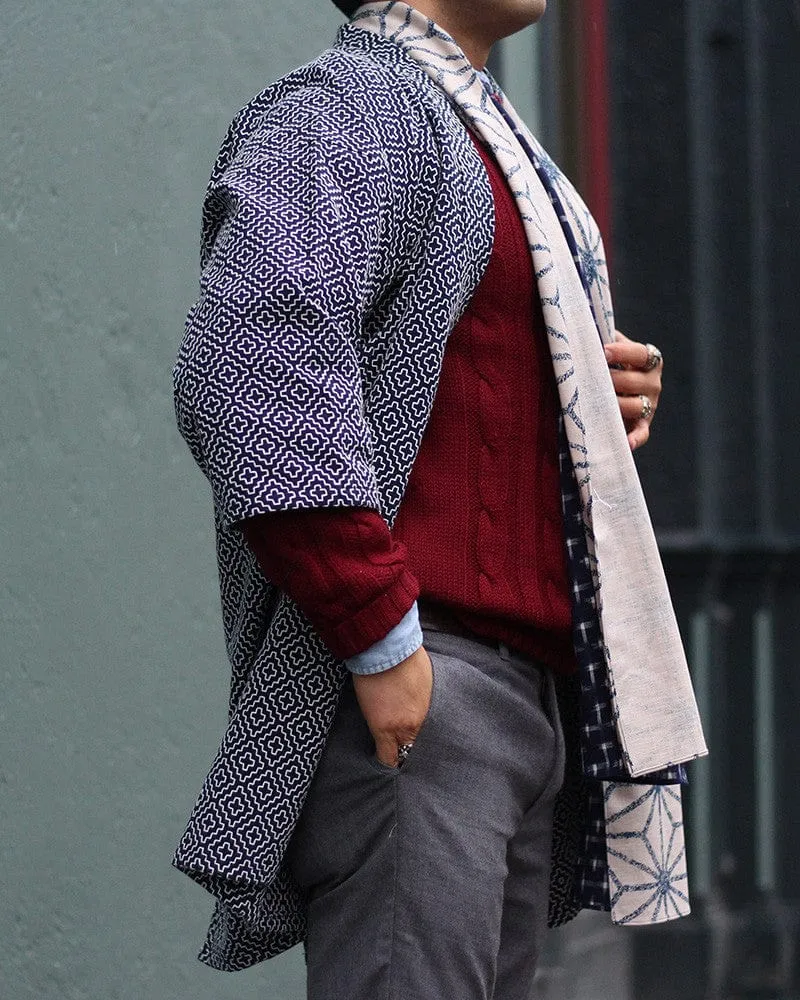 Modern Hitomezashi Dougi Jacket, Navy