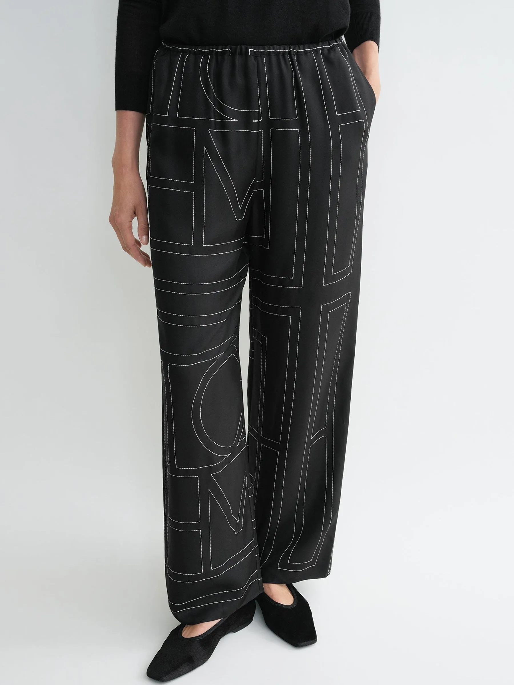 Monogram Silk Pj Bottoms