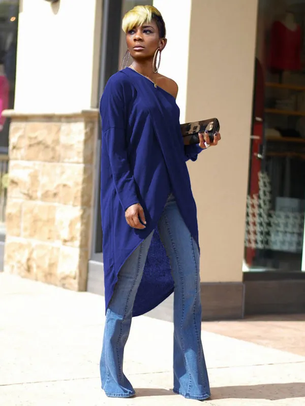 Off Shoulder Irregular Long Sleeve Top