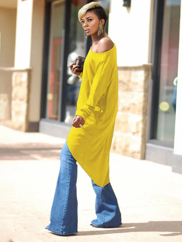 Off Shoulder Irregular Long Sleeve Top