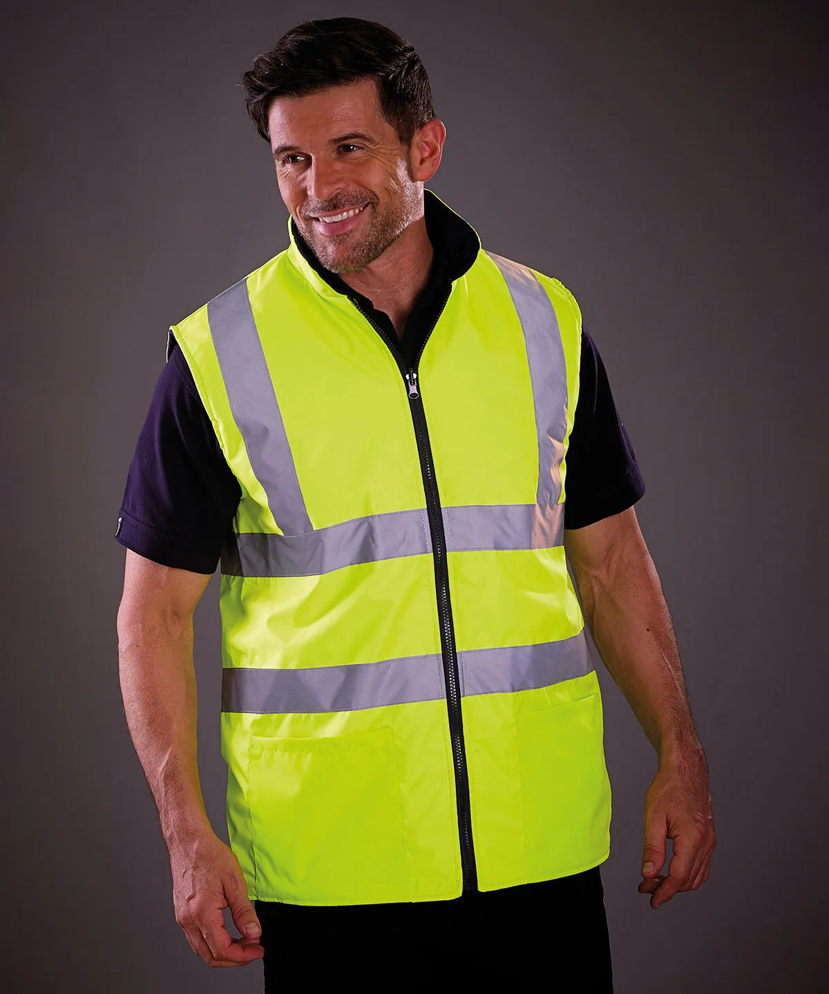 Orange - Hi-vis reversible fleece bodywarmer (HV008F)