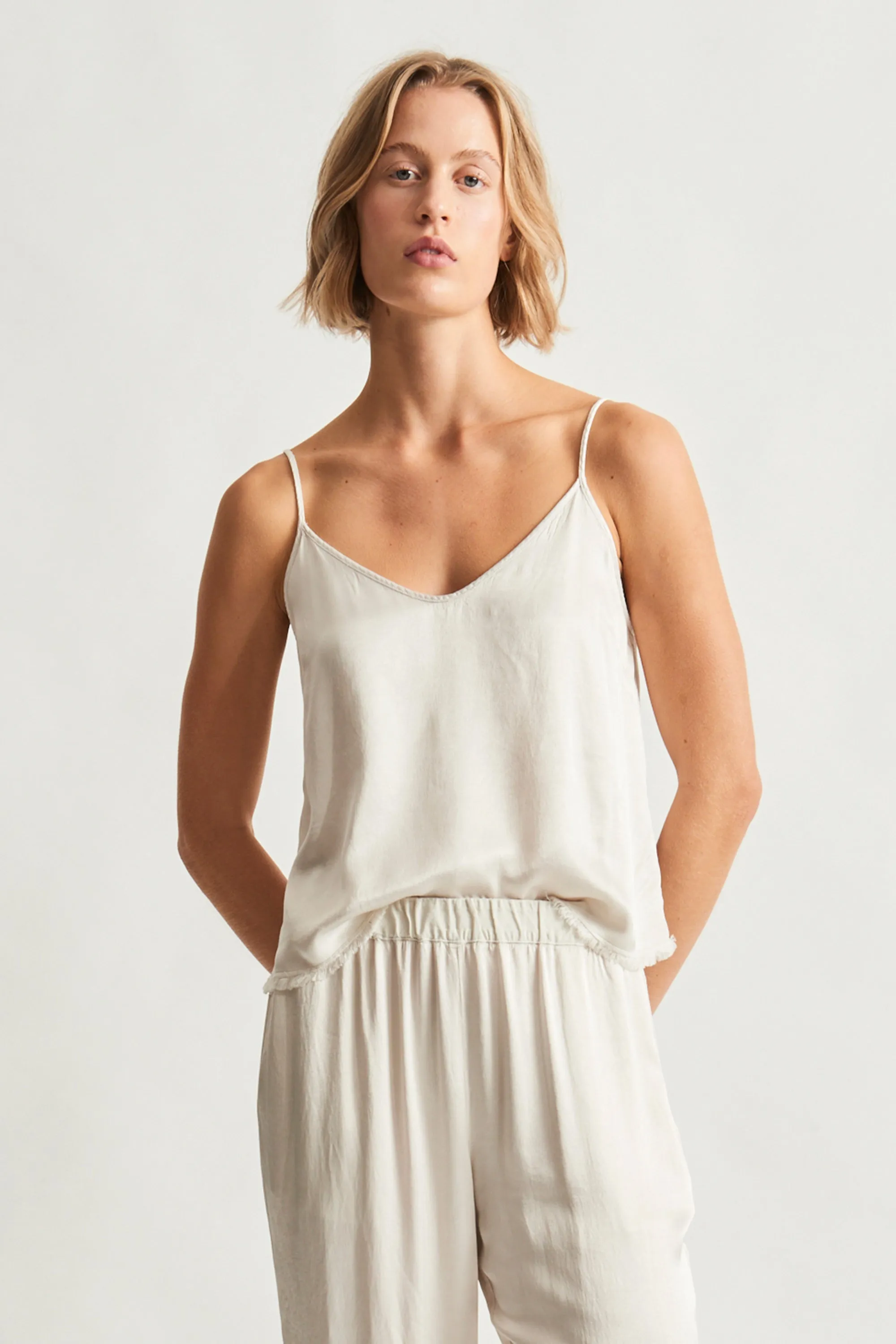 Pebble Satin Dirty White Willow Cami