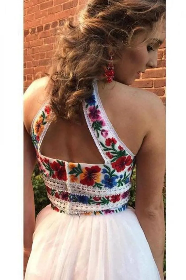 Pretty 2 Pieces Tulle Elegant Prom Dresses Evening Dresses Appliques