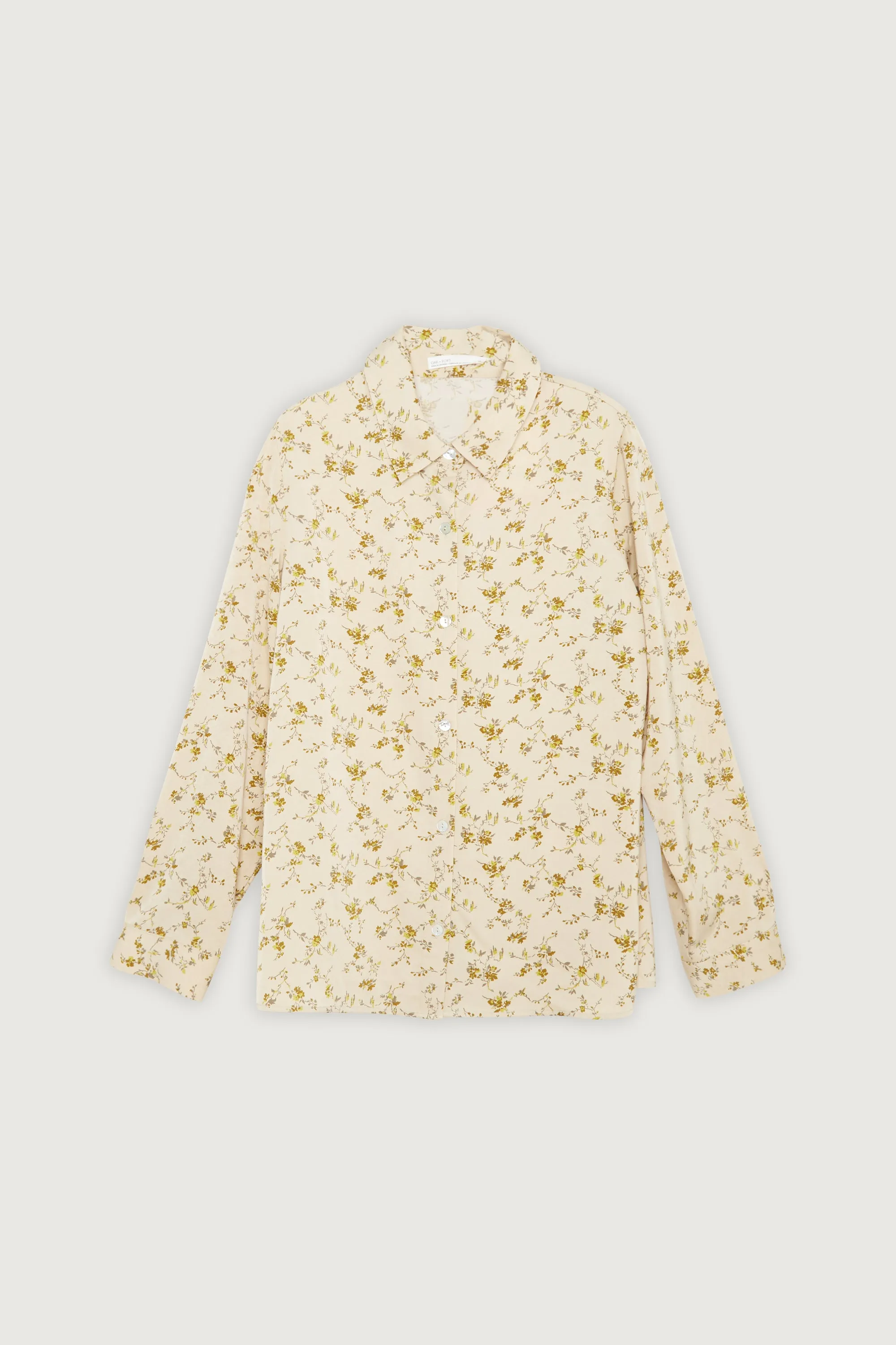 PRINTED SATIN BUTTON-UP BLOUSE