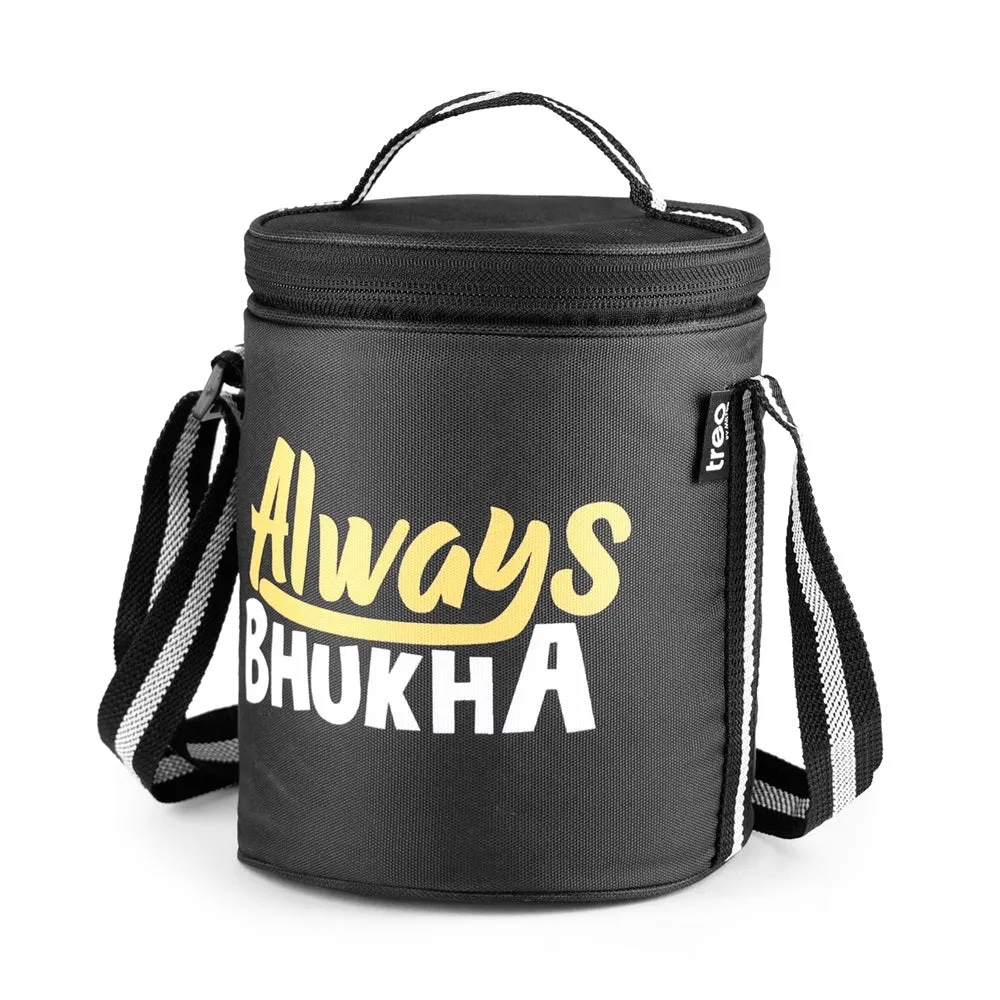 "Always Bhukha" - Glass Tiffin with Printed Jacket (Milton)