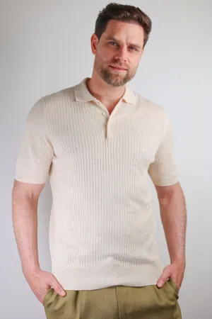 Ribbed Knit Polo Shirt