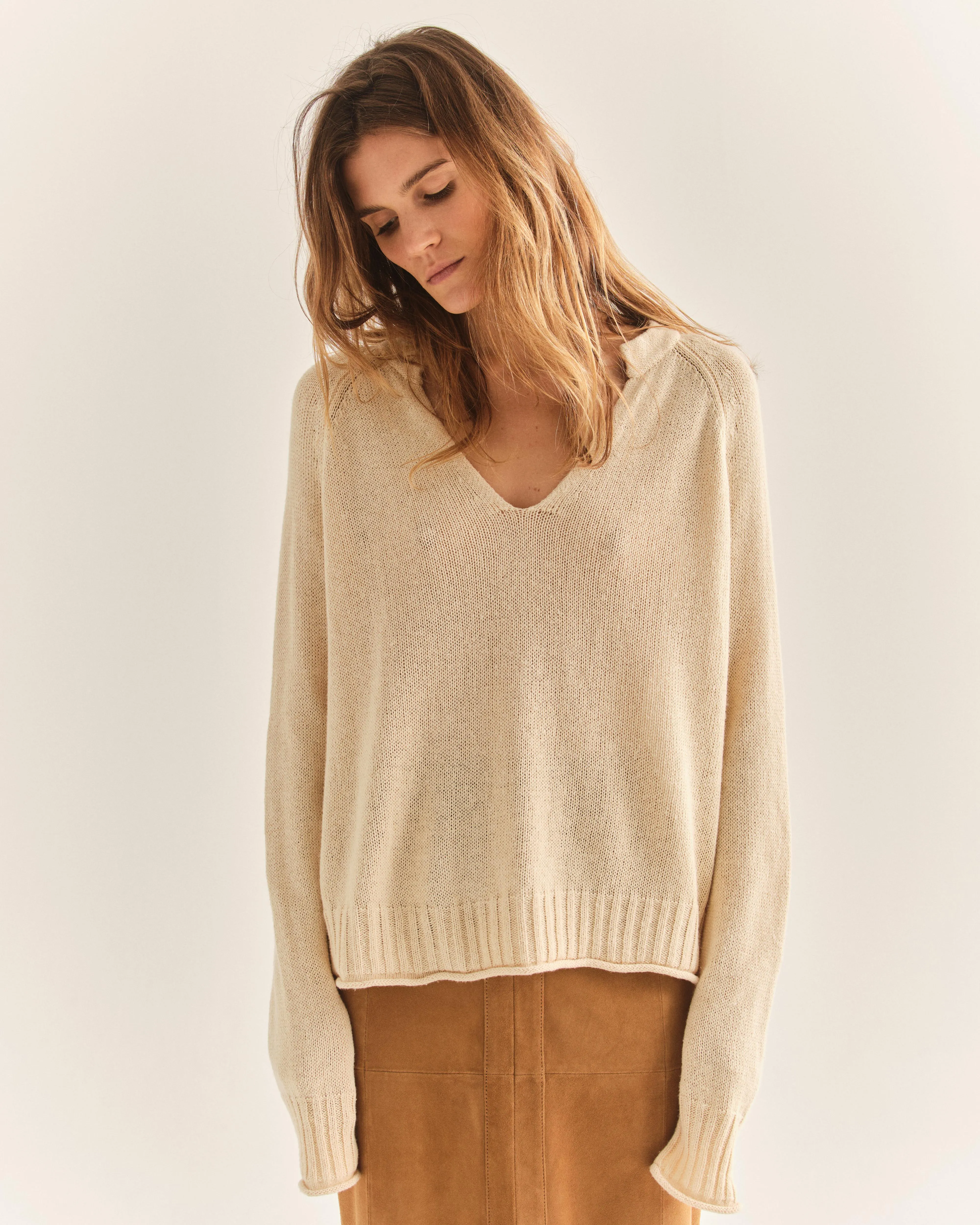 SANTORINI BEACH SWEATER-PEBBLE