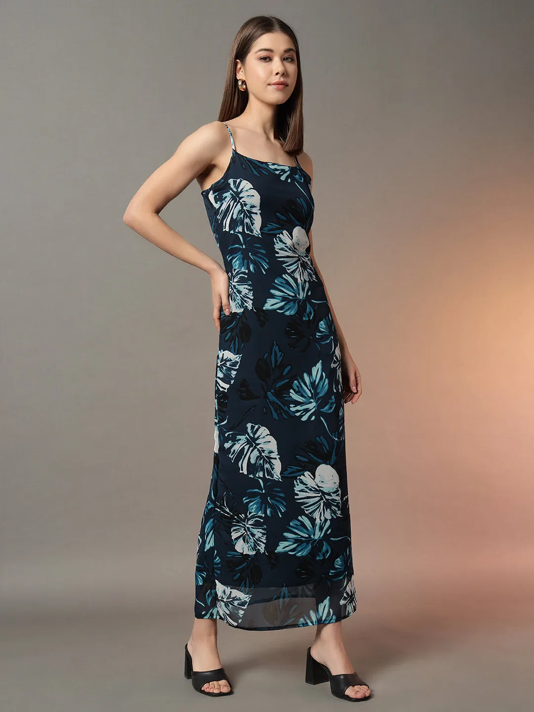 Shoulder Strap Printed Bodycon Dress