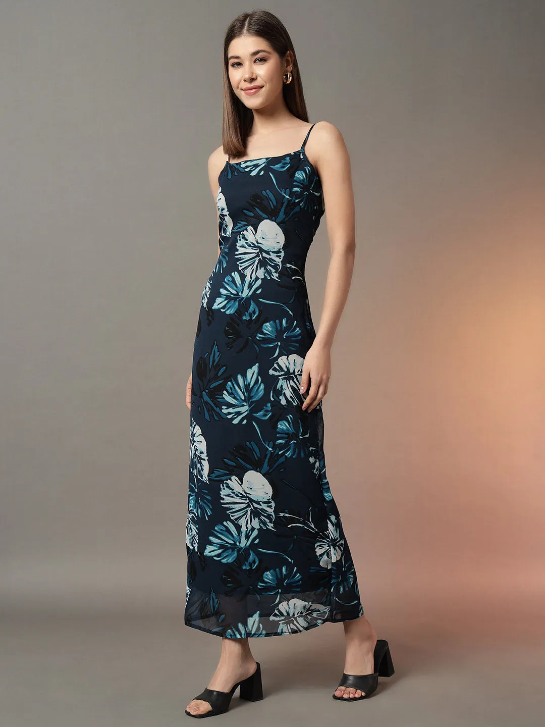 Shoulder Strap Printed Bodycon Dress