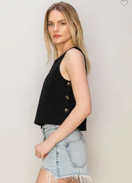 Side Button Sleeveless Top