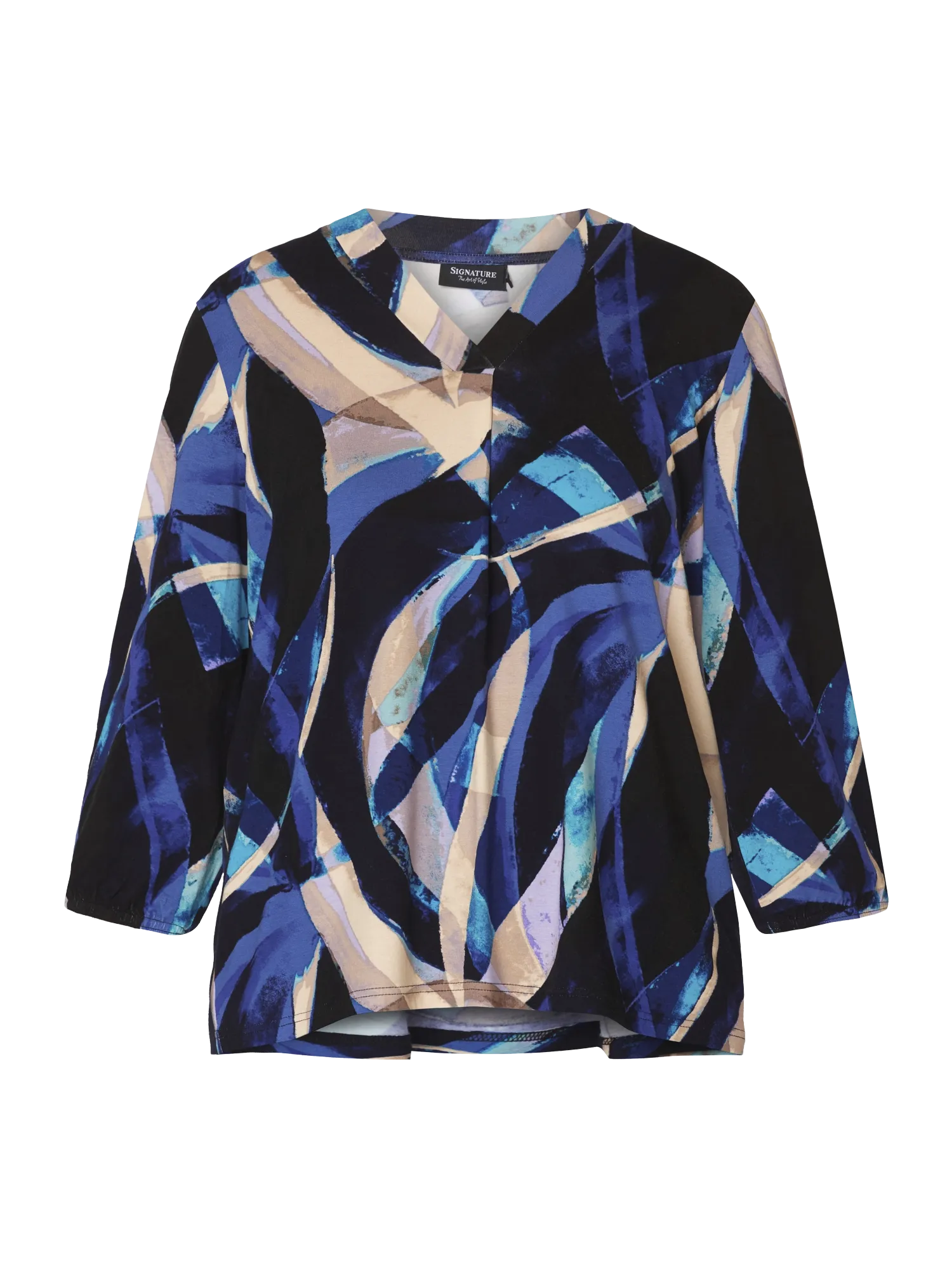 Signature abstract V neckline tops