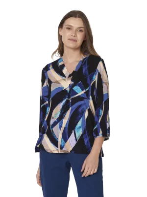 Signature abstract V neckline tops