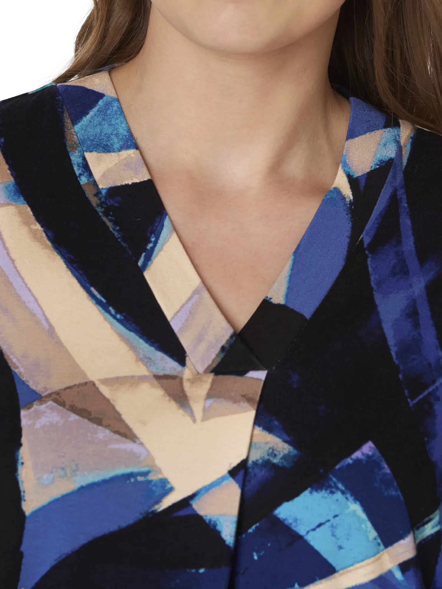 Signature abstract V neckline tops
