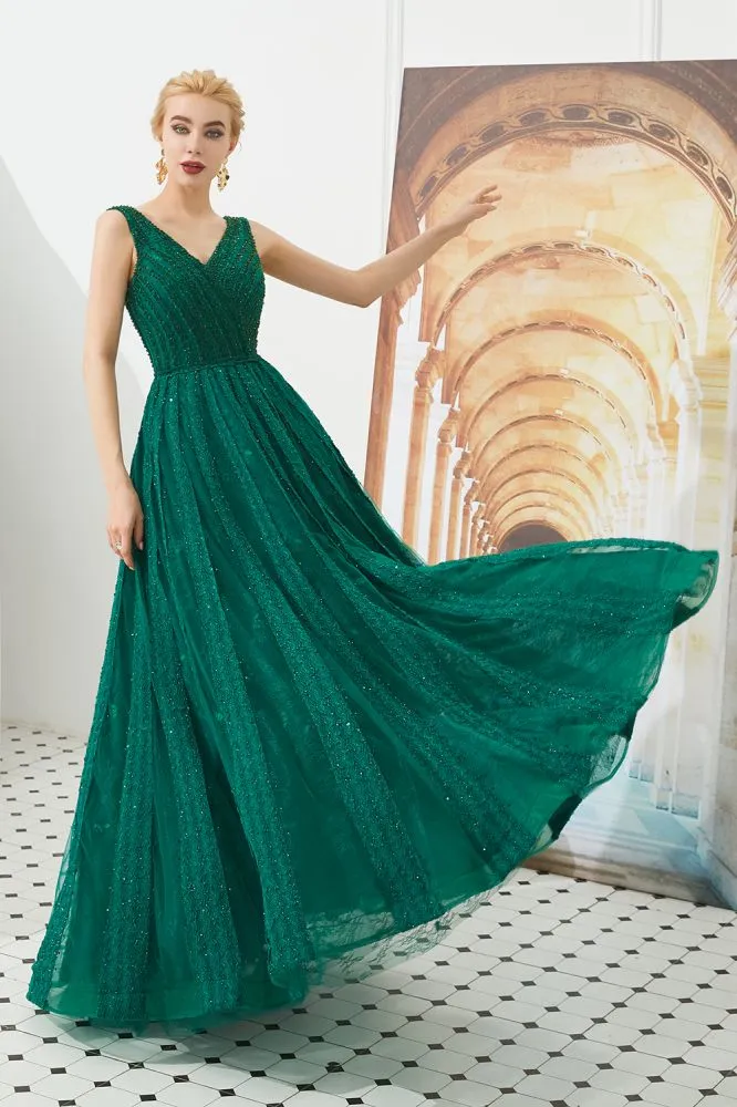 Sleeveless V-Neck aline Evening Swing Dress Backless Party Dress
