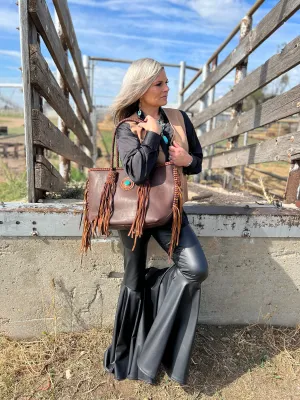 Smoke Show Faux Leather Bell Bottoms