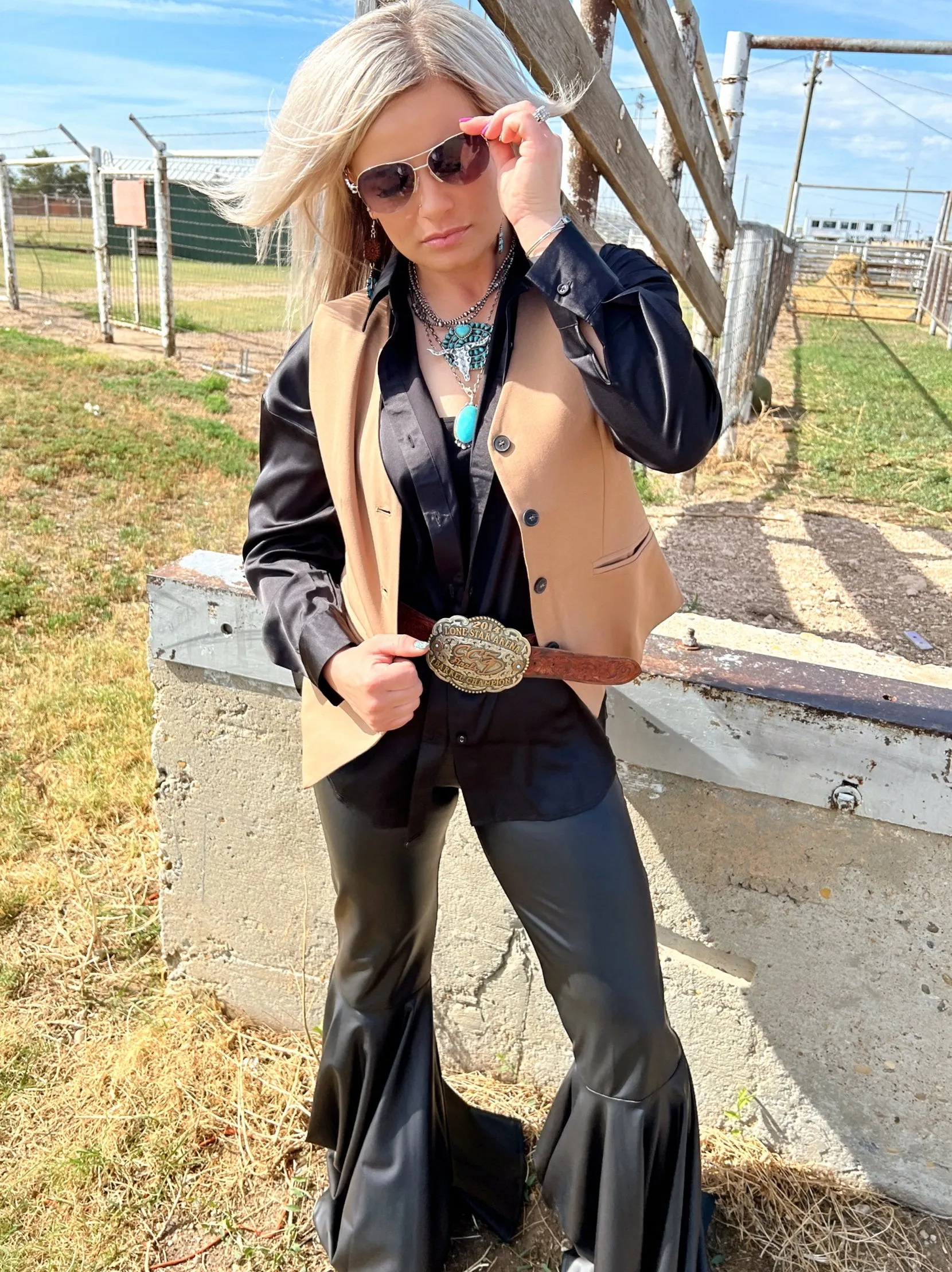 Smoke Show Faux Leather Bell Bottoms