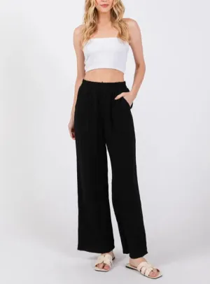 Solimar Comfy Cotton Gauze Wide Leg Two-Piece Set
