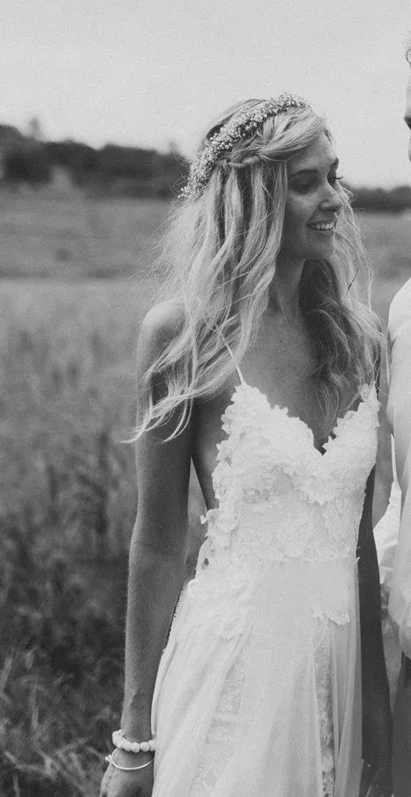 Spaghetti Strap Lace Backless Evening Gown