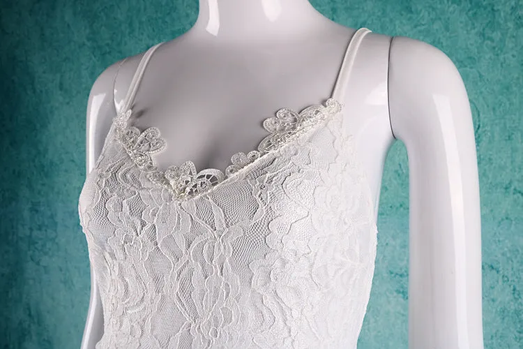 Spaghetti Strap Lace Backless Evening Gown