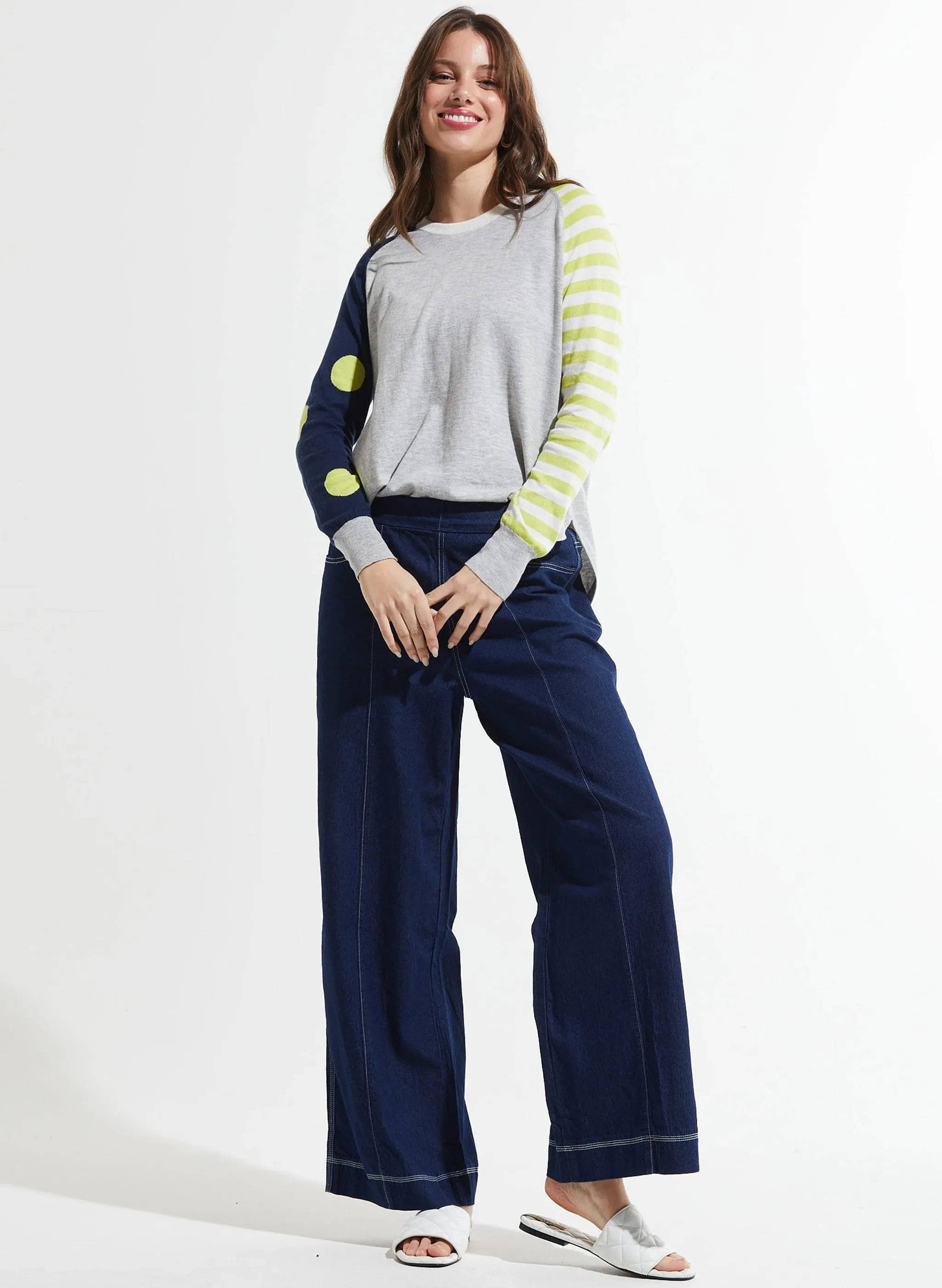 Spots & Stripes Sweater-Crema