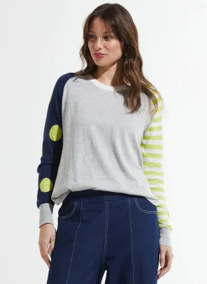 Spots & Stripes Sweater-Crema