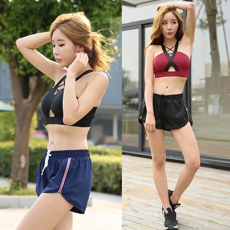 Striped Sports Yoga Shorts for Women
