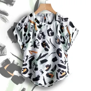 Stylish Abstract Paint Brush Tops For Women & Girls