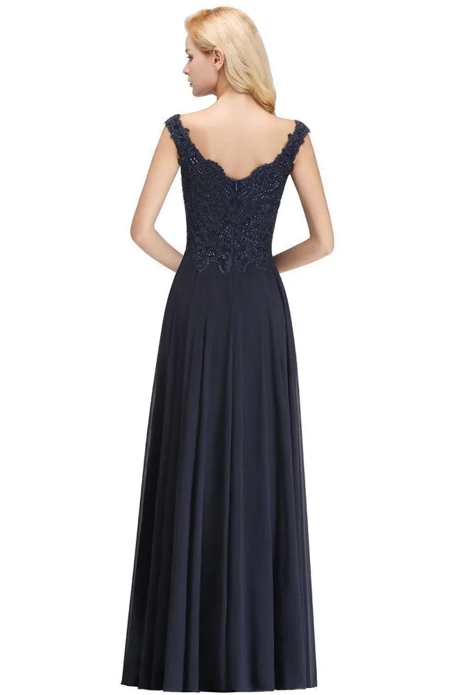 Stylish Straps Aline Beading Evening Maxi Dress Sleeveless V-Neck Wedding Guest Dress