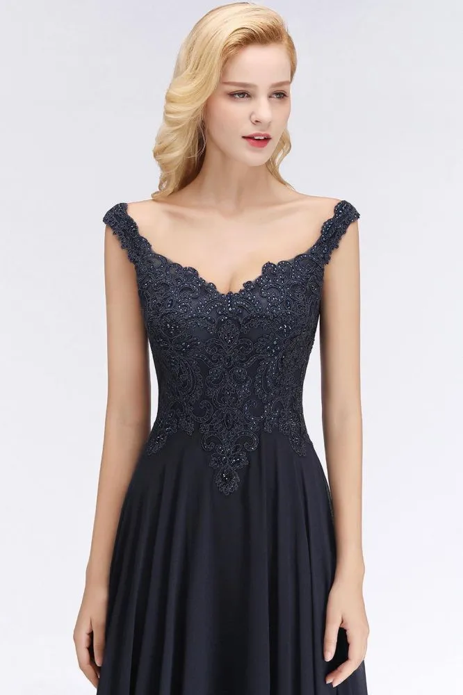 Stylish Straps Aline Beading Evening Maxi Dress Sleeveless V-Neck Wedding Guest Dress