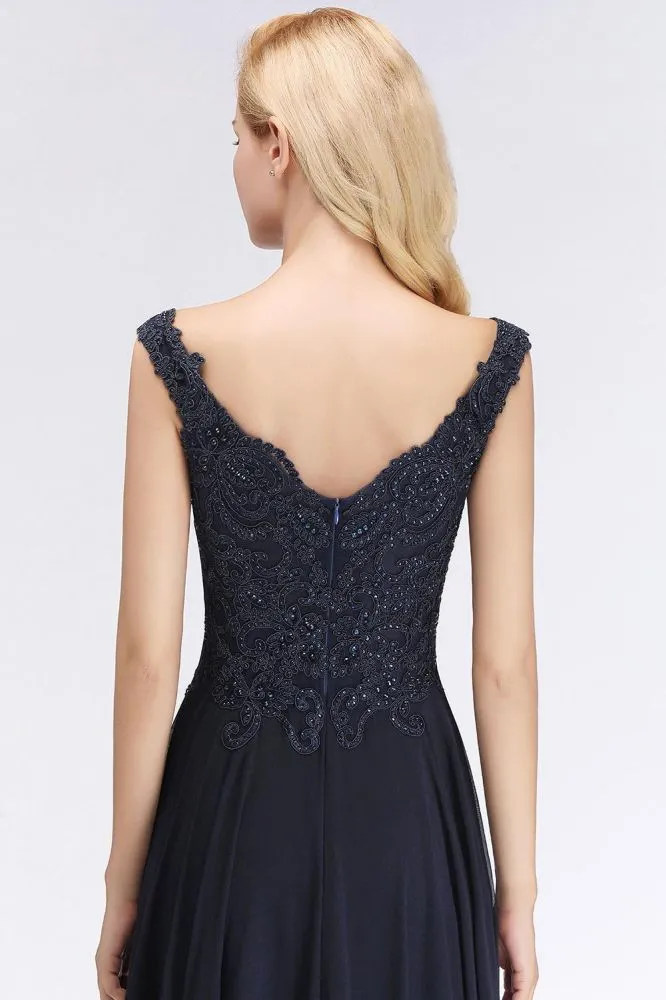 Stylish Straps Aline Beading Evening Maxi Dress Sleeveless V-Neck Wedding Guest Dress