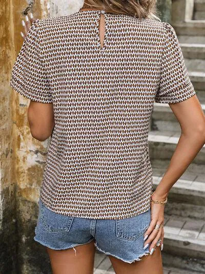Stylish Wanderer Crew Neck Short Sleeve Blouse