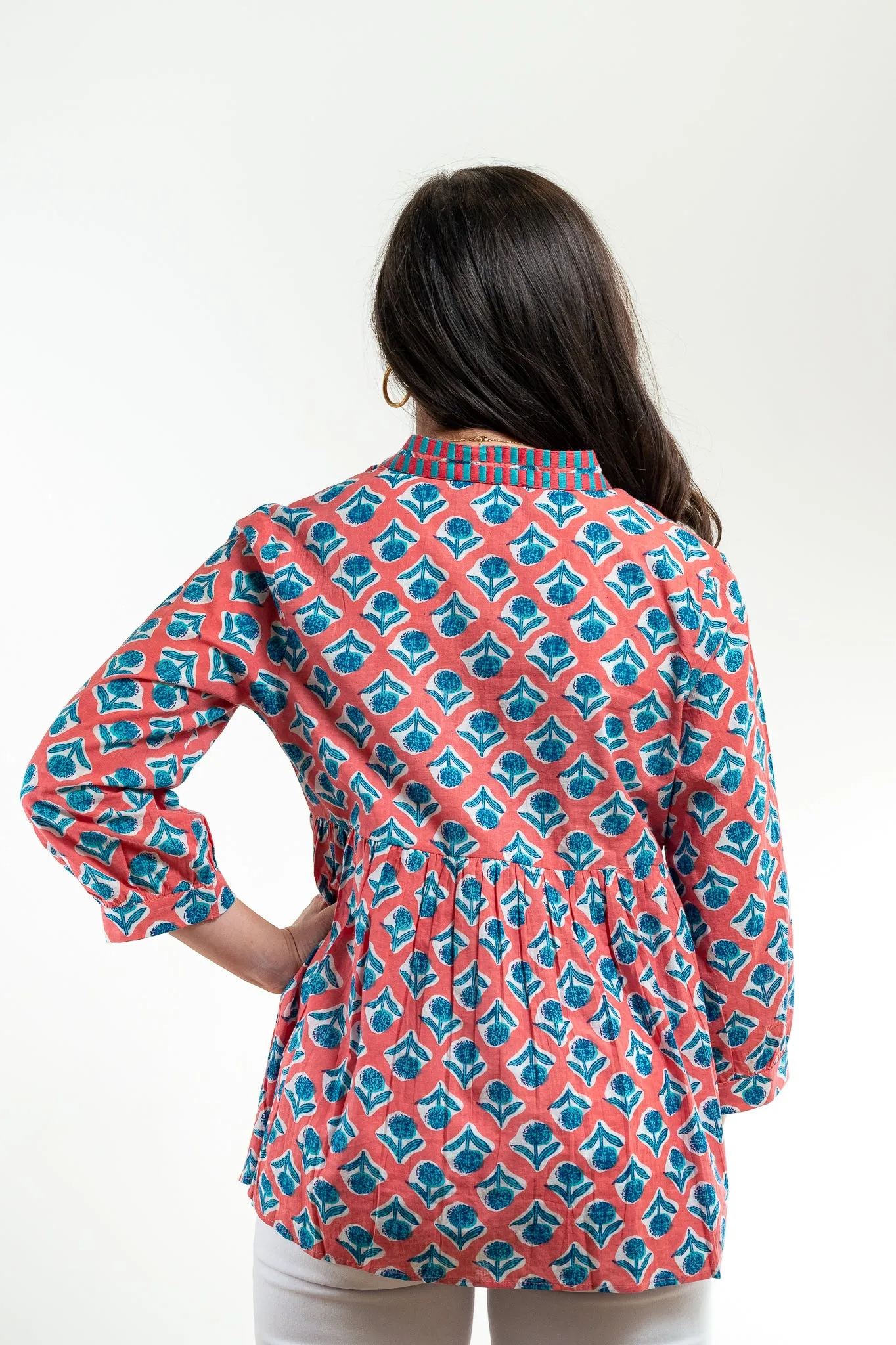 The Morley Cotton Embroidered Top in Coral