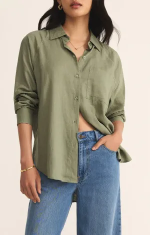 The Perfect Linen Long Sleeve Top in avocado by Z Supply