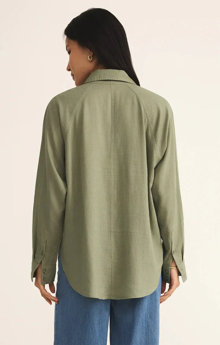 The Perfect Linen Long Sleeve Top in avocado by Z Supply