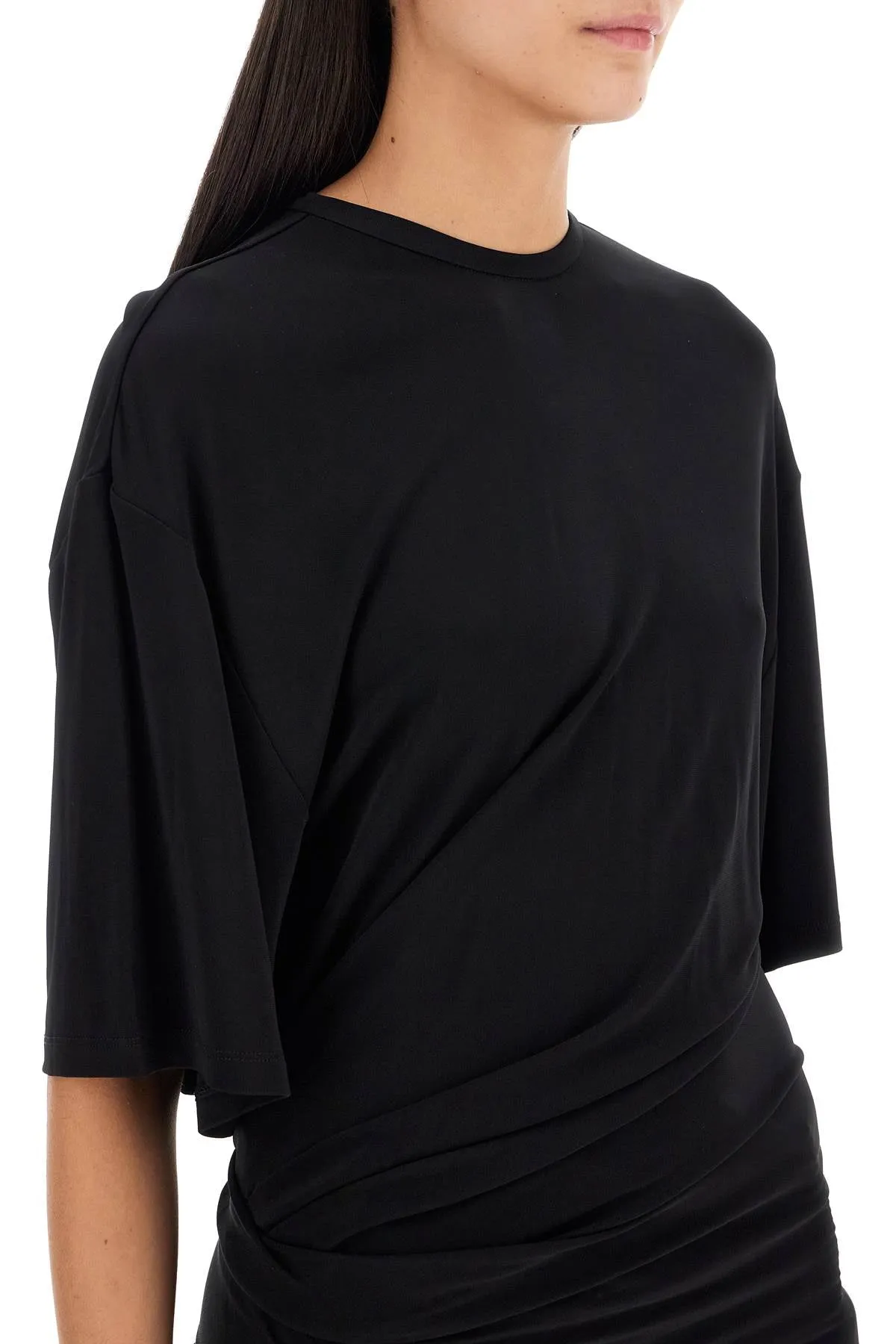 top with side draping detail 23011043 BLACK