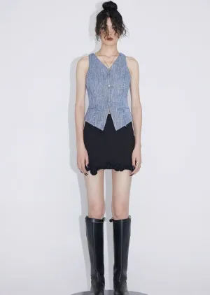 TWEED LITTLE DENIM BLUE LOW VEST