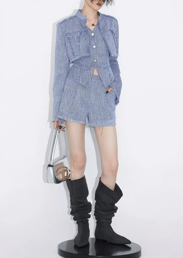TWEED LITTLE DENIM BLUE LOW VEST