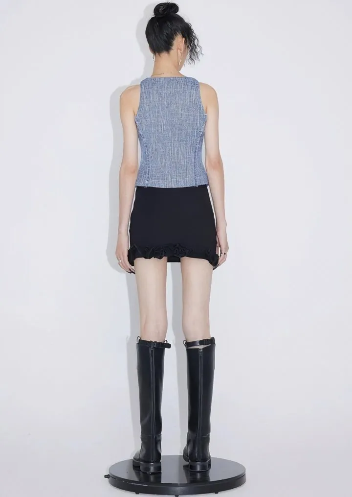 TWEED LITTLE DENIM BLUE LOW VEST