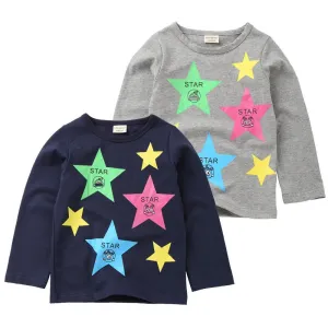 Unisex Cartoon Star Printed Long Sleeve Tops Wholesale