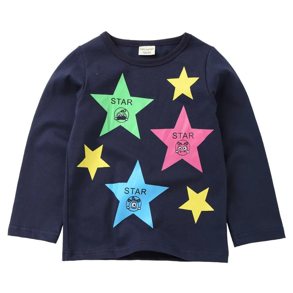 Unisex Cartoon Star Printed Long Sleeve Tops Wholesale