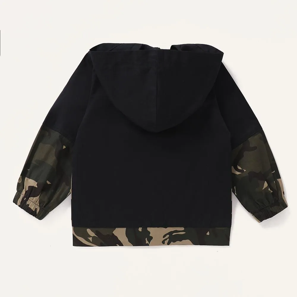 Unisex Hooded Camo Long Sleeve Zipper Tops Kids Boutique Clothing Cheap