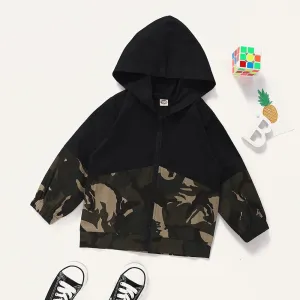 Unisex Hooded Camo Long Sleeve Zipper Tops Kids Boutique Clothing Cheap