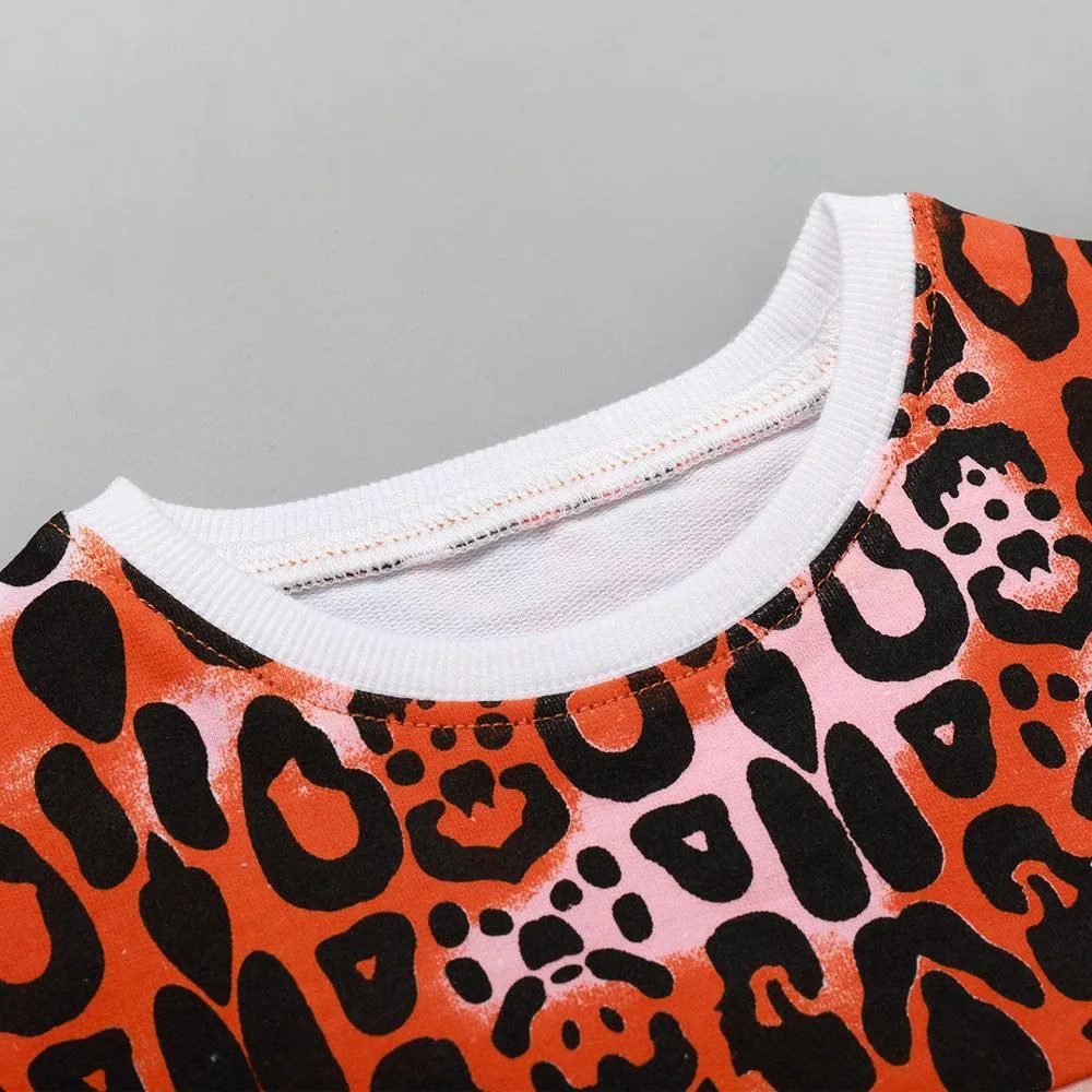 Unisex Leopard Long Sleeve Splicing Tops Wholesale